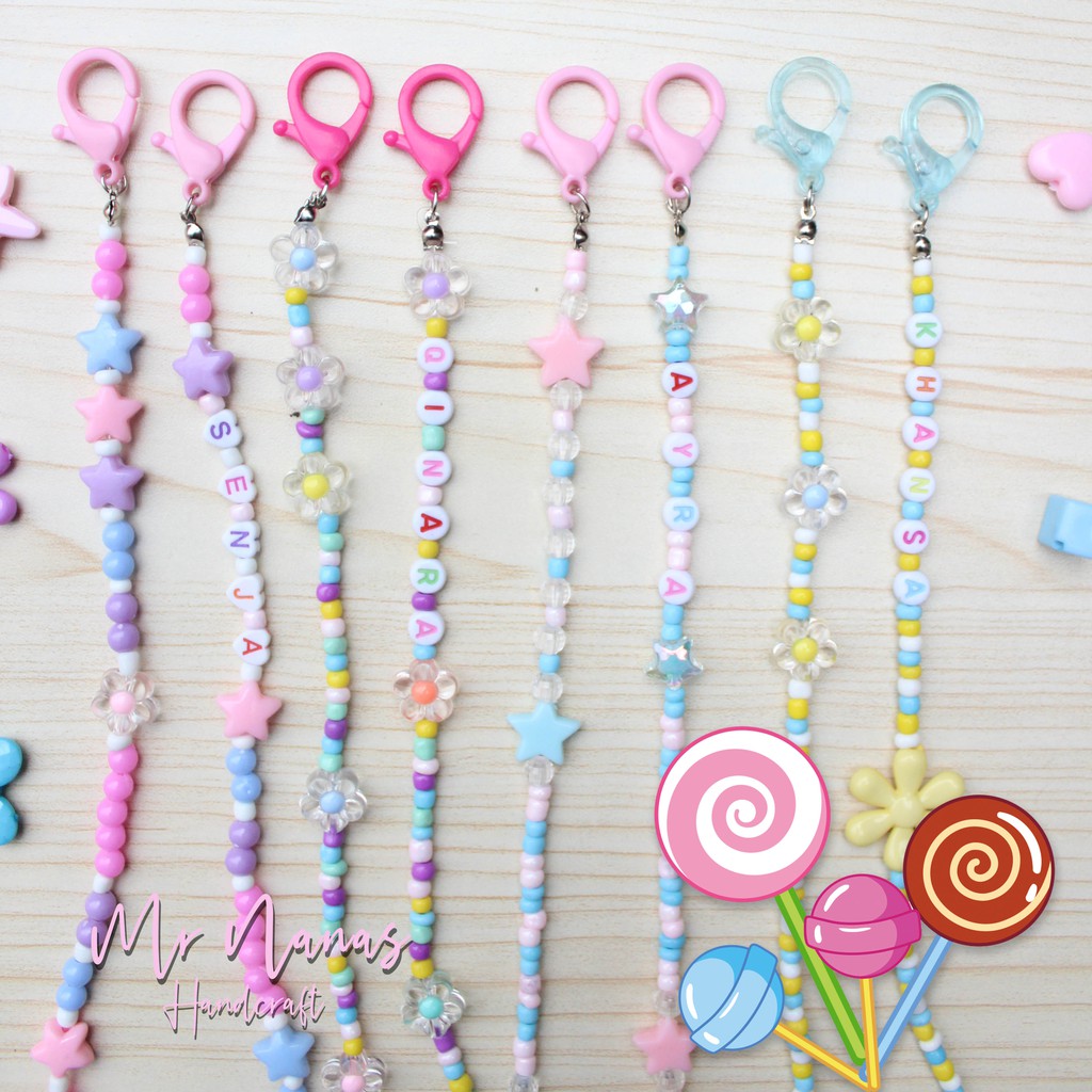 Strap Masker Anak Cewe / Cowo Colorfull Candy [FREE NAMA] Gantungan Masker Motif Permen Warna-warni