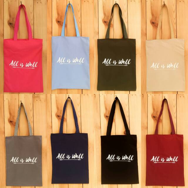 TOTEBAG ALL IS WELL (BISA COD) ADA RESLETING bahan drill halus premium