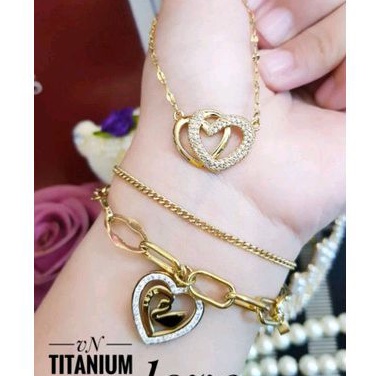 Titanium Set Perhiasan Wanita Love Gold 48224