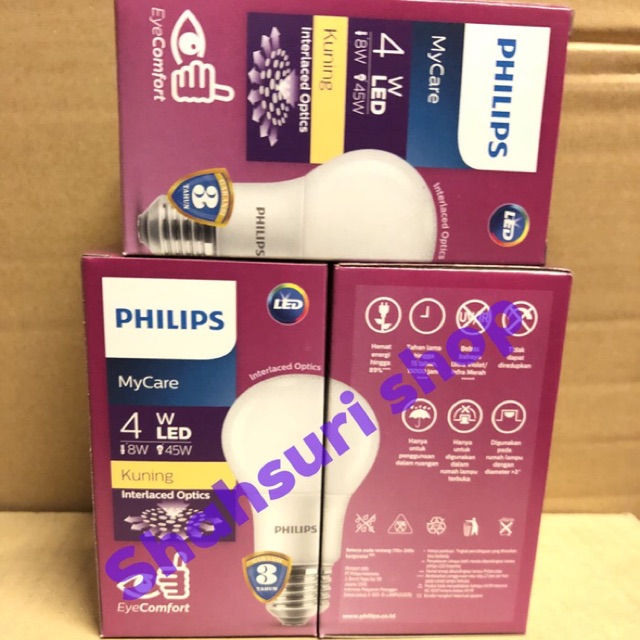 Philips led mycare 4w my care 4 watt 4 w warm white kuning