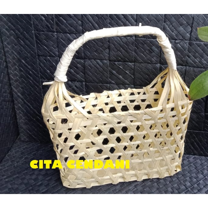 Anyaman Bambu 20x4x14 Keranjang Botol Parsel Tas Kemasan Hampers Makanan Ringan