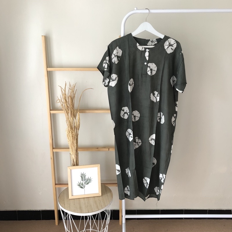 hirafa - Daster Shibori Tie Dye / Daster Pendek Baju Tidur Santai Motif Jumputan-Charcoal