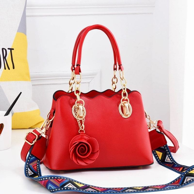 KDDJT886-red Tas Handbag Wanita Elegan Gantungan Rose (2 Talpan)