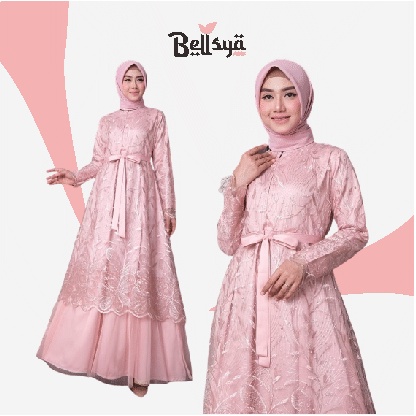 DRESS full brukat/ gamis tulle / gamis lebaran /dress kekinian gaun pesta / gamis brukat / gamis kon