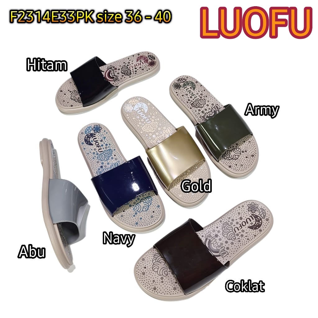 jelly sandal selop wanita luofu karet import sendal cewek F2314E33PK