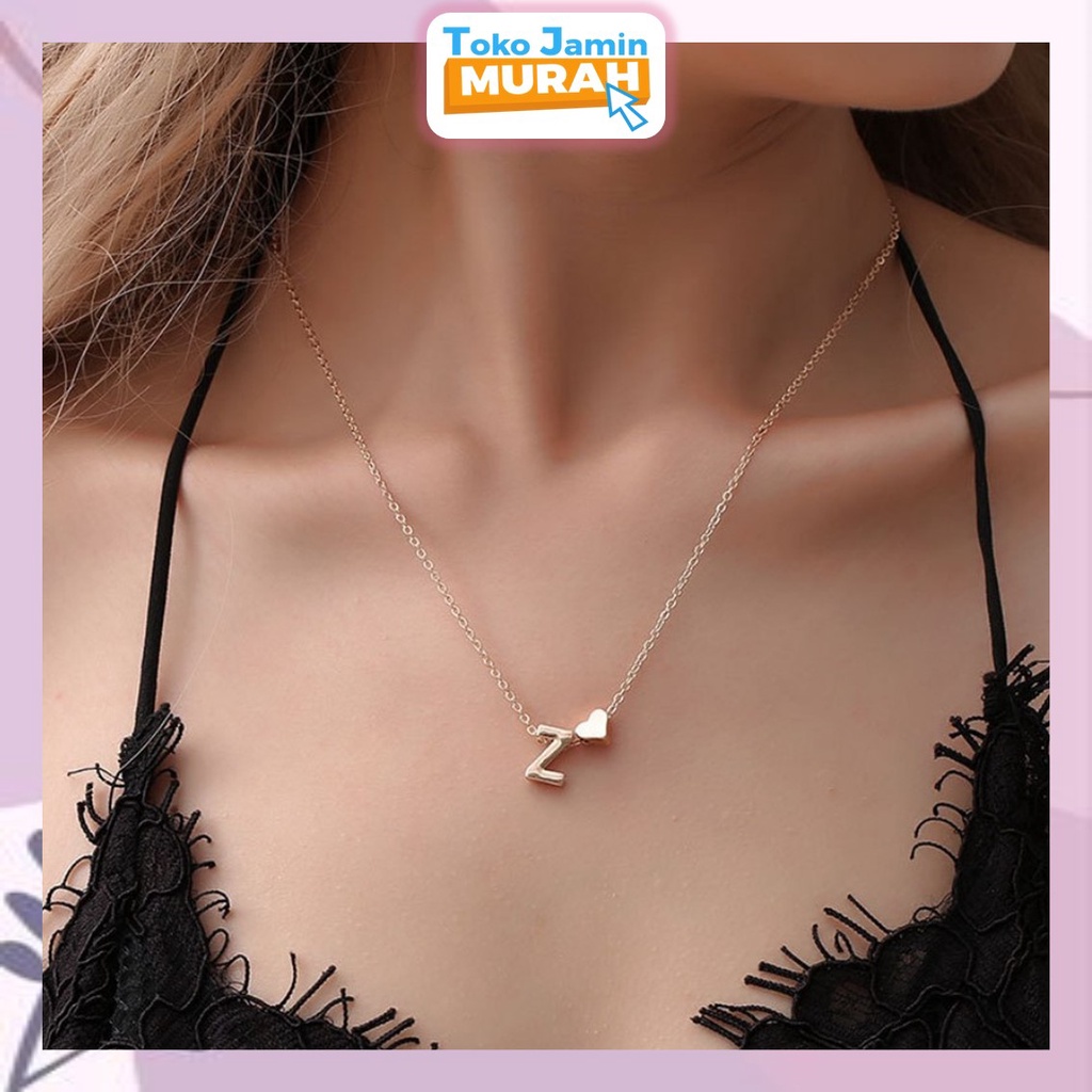 TJM VZ143 Kalung Love Huruf Stainless Aksesoris Fashion Wanita GOLD SILVER Kalung Huruf Alfabet A-L