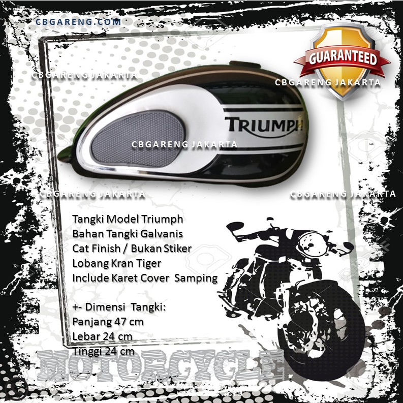 Tangki Triumph Karet Hitam Silver