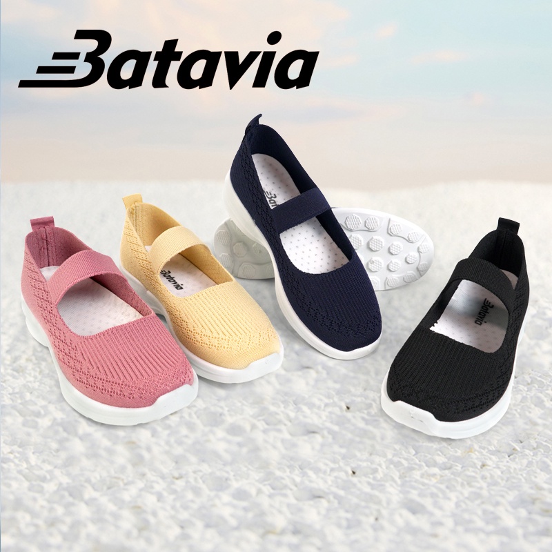 （COD）Batavia new fashion bernapas sepatu murah sepatu wanita sepatu permium sepatu flat rajut sepatu ibu A162 A166