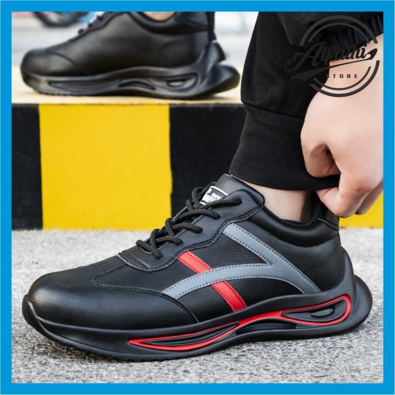 AlFathi Sepatu Safety Sneakers Sport New Arrival Ori By Guyisa Black Red Waterproof