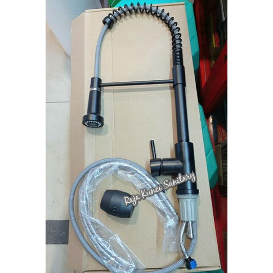 Kran Sink Mixer Tarik Panas Dingin Stainless Hitam/Black/Kran Cuci Piring Panas Dibngin Stainless Hitam Black