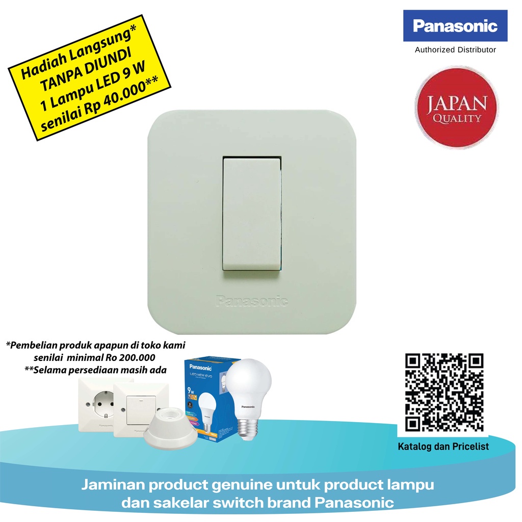 Saklar Panasonic Putih Original Outbow Tunggal Tempel Engkel WSJ3001, Saklar Lampu Rumah Modern Dind