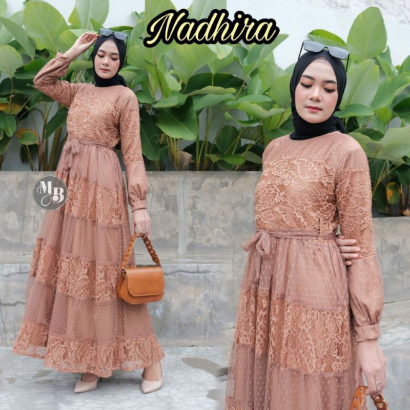 GAMIS BROKAT TILLE NADIRA GAMIS BAJU LEBARAN BAJU PESTA GAMIS BROKAT REMAJA TERBARU