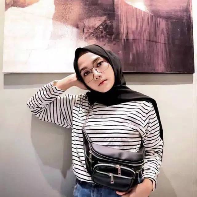 Stevia Top Kaos Salur Wanita Kaos Harian / Kaos Panjang