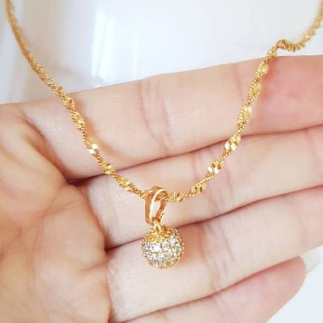 Kalung Xuping bola permata Import / xuping kalung lapis emas 18k