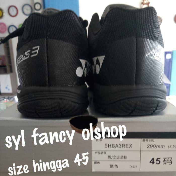 yonex aerus 3 black sepatu badminton olahraga bulutangkis LCW - Hitam 40
