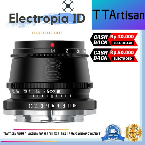 TTartisan 35mm F1.4 Canon EOS M & FUJI FX & LEICA L & M4/3 & NIKON Z - MOUNT