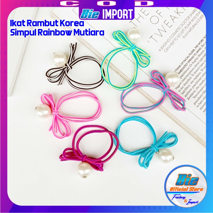 Ikat Rambut Korea Tali Simpul Rainbow Perl Impor Best Seller