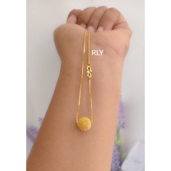 Kalung bola perak lapis emas 24k