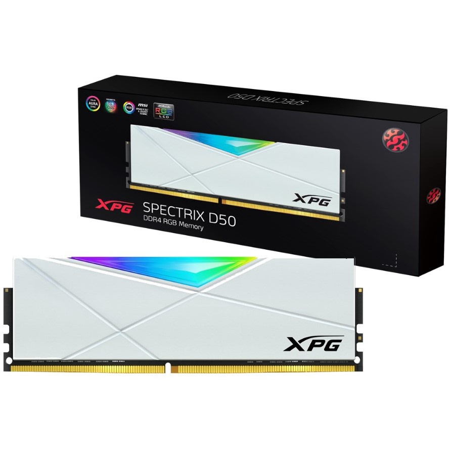 ADATA DDR4 XPG SPECTRIX D50 White Edition PC25600 / PC28800 Dual Channel 16GB, 32GB RGB