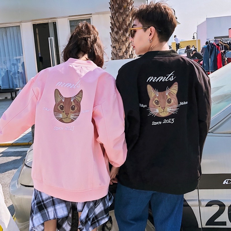 JAKET COUPLE IMPORT PRIA WANITA KOREA KUCING CAT LUCU BM05