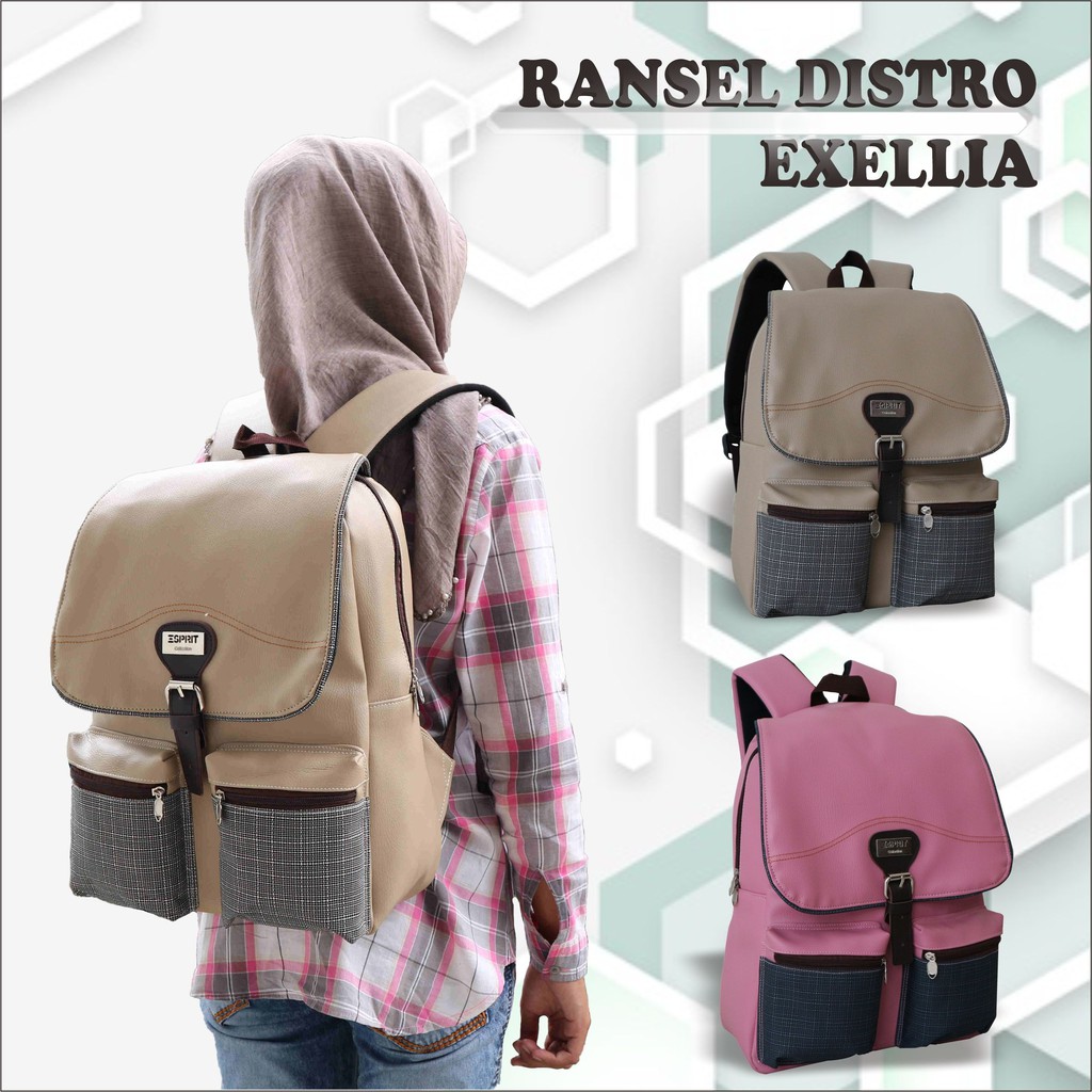 OBRAL TAS DISTRO !! Ransel Distro Excellia Backpack Sekolah Cewek Multifungsi Stylish Hype Kekinian