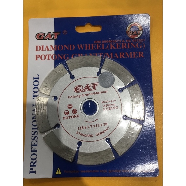 Diamond Wheel 4” GAT kering / Pisau Potong keramik / Pisau potong Granit / Diamond Wheel Kering