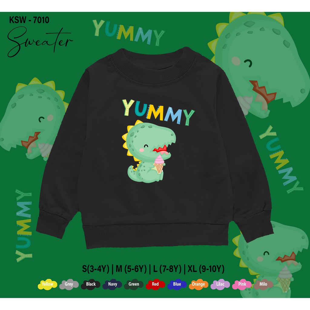 SWEATER ANAK -ANAK / BAJU  KIDS 1-10THN / BAHAN FLEECE PREMIUM ADEM / YUMMY DINO / UNISEX