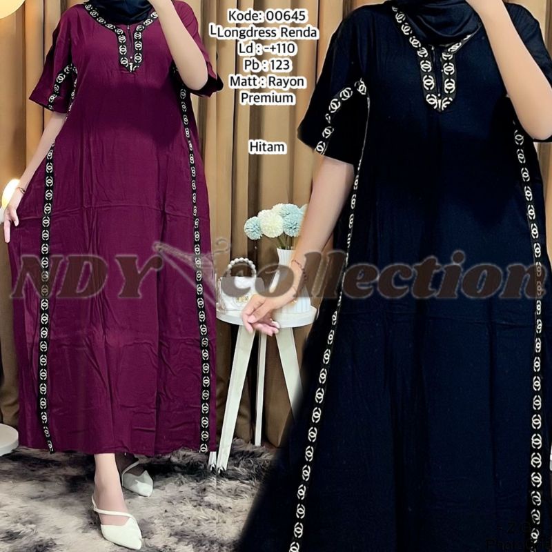 LONGDRESS RENDA BAHAN RAYON POLOS LENGAN PENDEK DRESS VIRAL DASTER MURAH KEKINIAN
