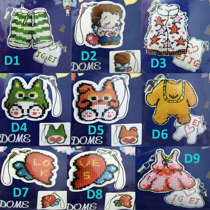 Paket Kristik / Cross Stitch / Sulaman Gantungan Tas/HP Dome