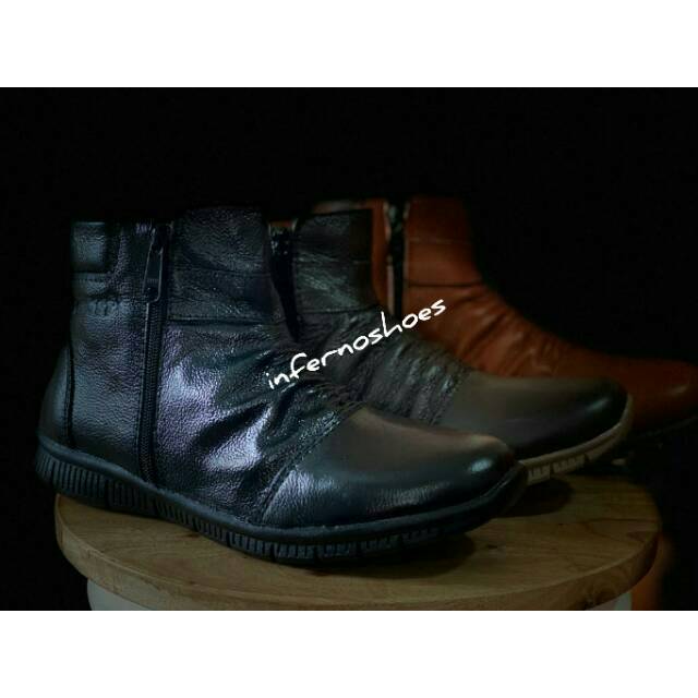 Sepatu Boots Pria Resleting Skienz Cosmic Kulit Sapi Asli