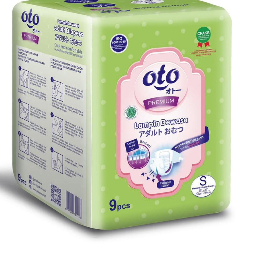 ♣ OTO Premium Adult Diapers Popok Dewasa Rekat Size S isi 9pcs ukuran pinggang 63cm-94cm Lampin Dewa