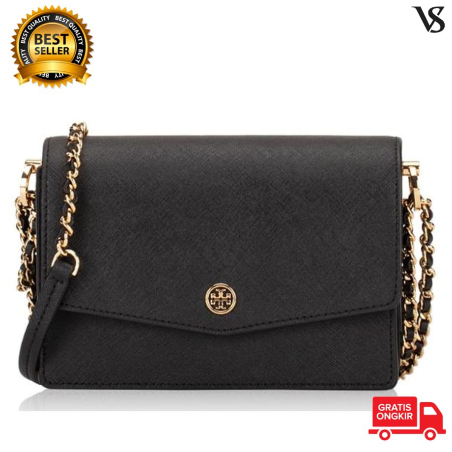 Tas Handbag Wanita Tory Burch Robinson Mini Shoulder Bag Black - Original 100%