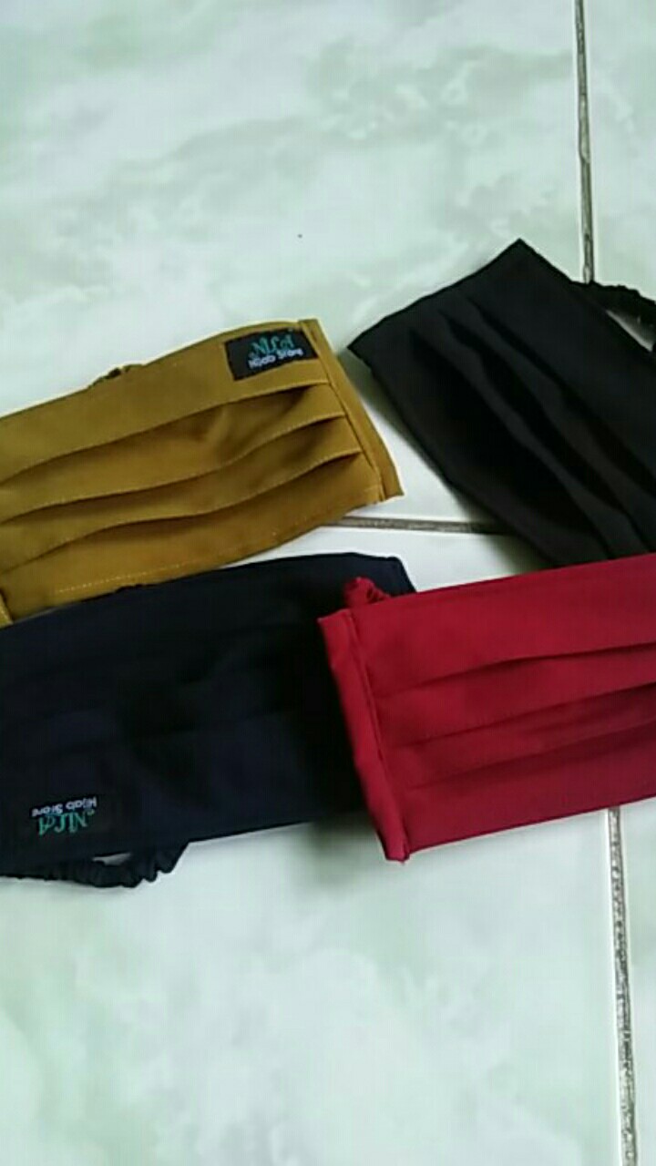 Masker Kain Serut Hijab Terbaru/masker Headloop Bahan Diamond Crepe / Ecer Grosir Nila Hijab Store