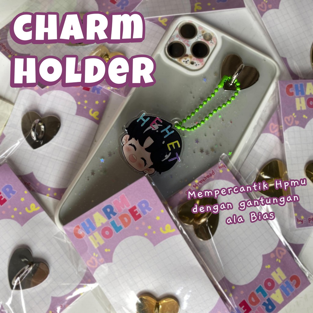 Heart Phone Hook / Charm Holder / Keyring Hanger ala Korea Silver / Gold