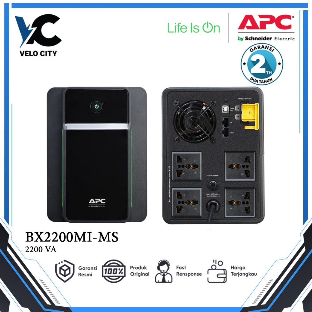 APC Back UPS 2200VA 230V AVR BX2200MI-MS - Garansi Resmi 2 Tahun