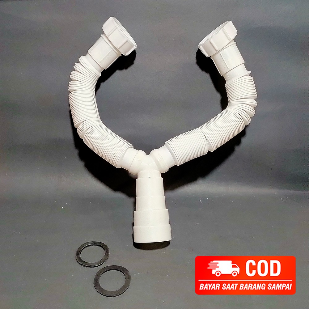 SELANG CABANG BCP 2 LUBANG ELASTIS &amp; FLEKSIBEL / SELANG BAK CUCI PIRING CABANG 2 MODEL TARIK