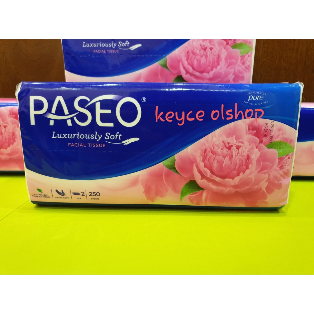 Tissue/Tisue/Tissu/Tisu facial/wajah paseo luxuriously soft 250 sheet 2 ply
