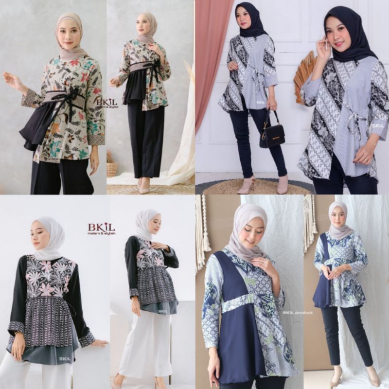 Atasan Blouse Batik Wanita Modern FASHION WANITA Kekinian Brokat Batik Kombinasi Ruby and arsyla