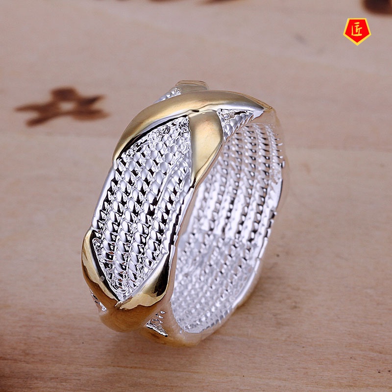 [Ready Stock]Classic Retro Fashion Silver Ring Color Separation