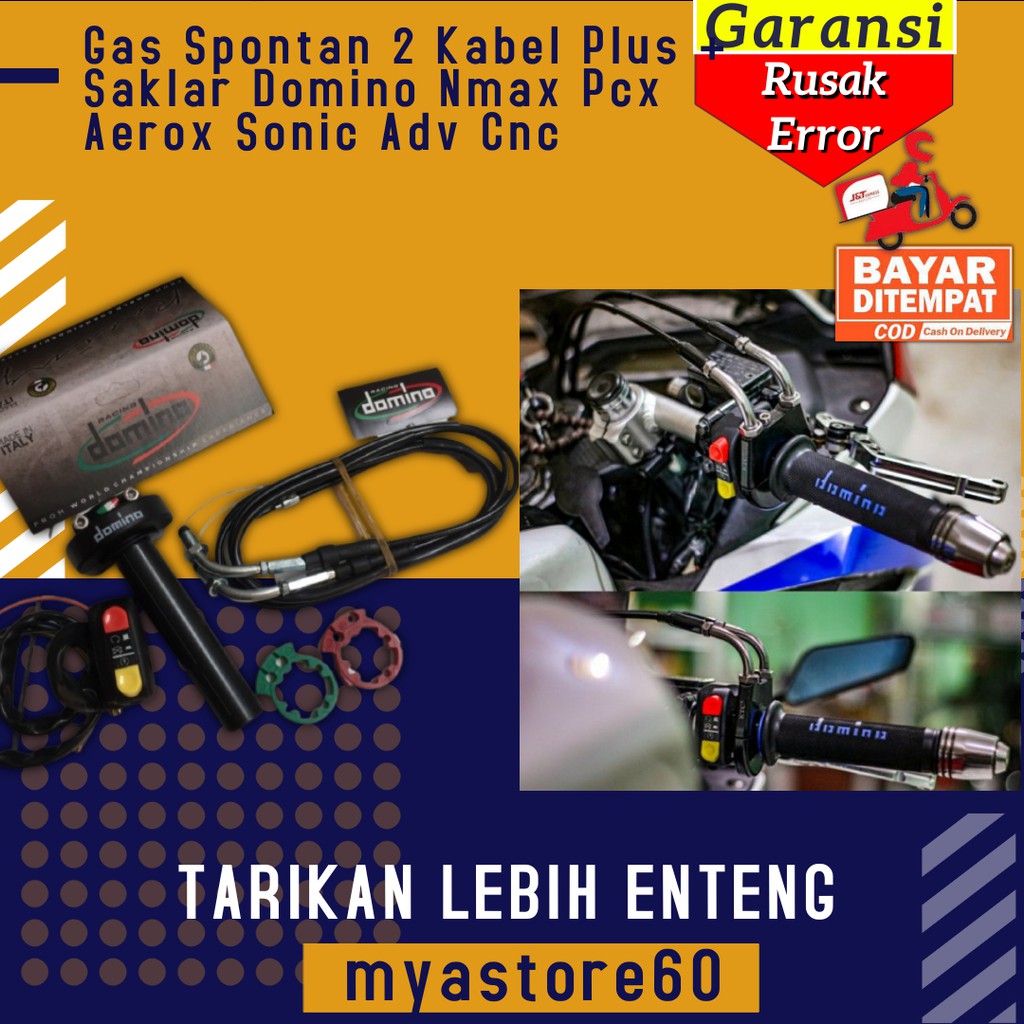 Gas Spontan 2 Kabel Plus Saklar Domino Nmax Pcx Aerox Sonic Adv Cnc Aksesoris Variasi Semua Motor