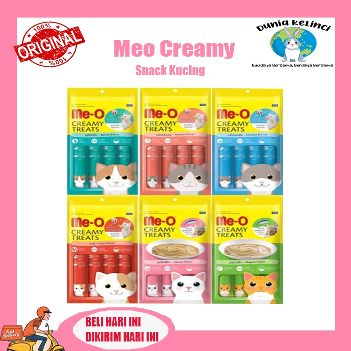 SNACK KUCING MEO CREAMY TREATS  1 pack isi 4 pcs atau ecer 1 pcs ME-O makanan kucing