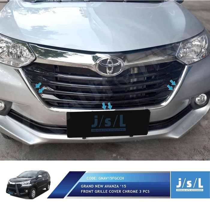 Front Grille Trim Grand All New Avanza Chrome 3 Pcs