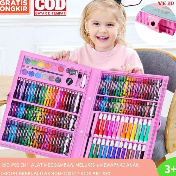 

TERMURAH! Crayon 150 Set Alat Menggambar Mewarnai Melukis Anak Import