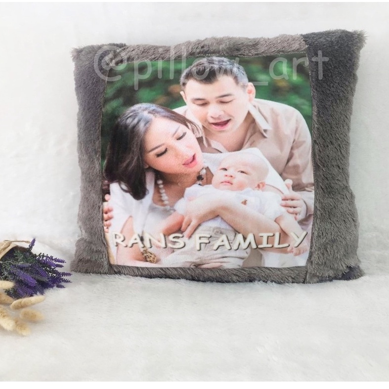 Pillowart - Bantal Foto Custom Bulu Rasfur Ukuran 40x40 cm / Hadiah - ART022