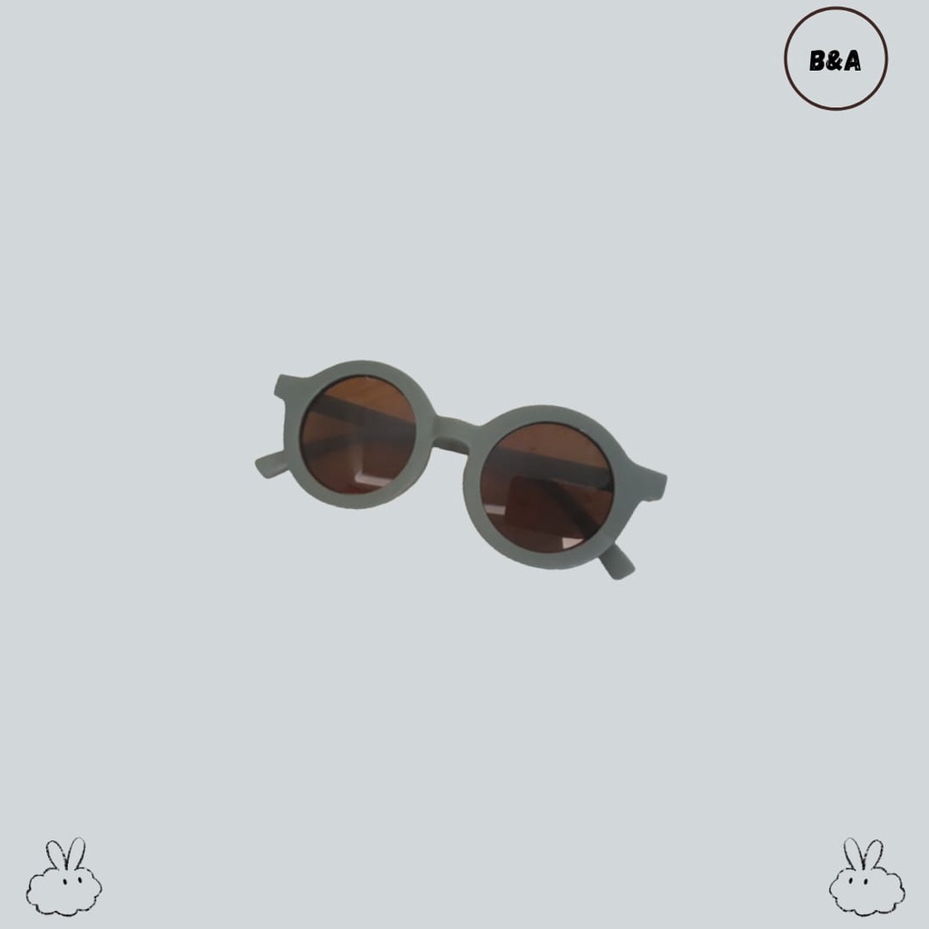 Kacamata Anak Retro Bulat Boboho Cewek Cowok Laki Perempuan Lucu Murah Untuk Usia 0-8 Tahun-Green