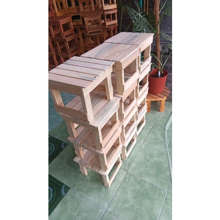 Kursi Kotak Pendek Kayu / Dingklik Mini Kayu / Dingklik Kotak / Kursi Kayu / Kursi Jongkok-Polos