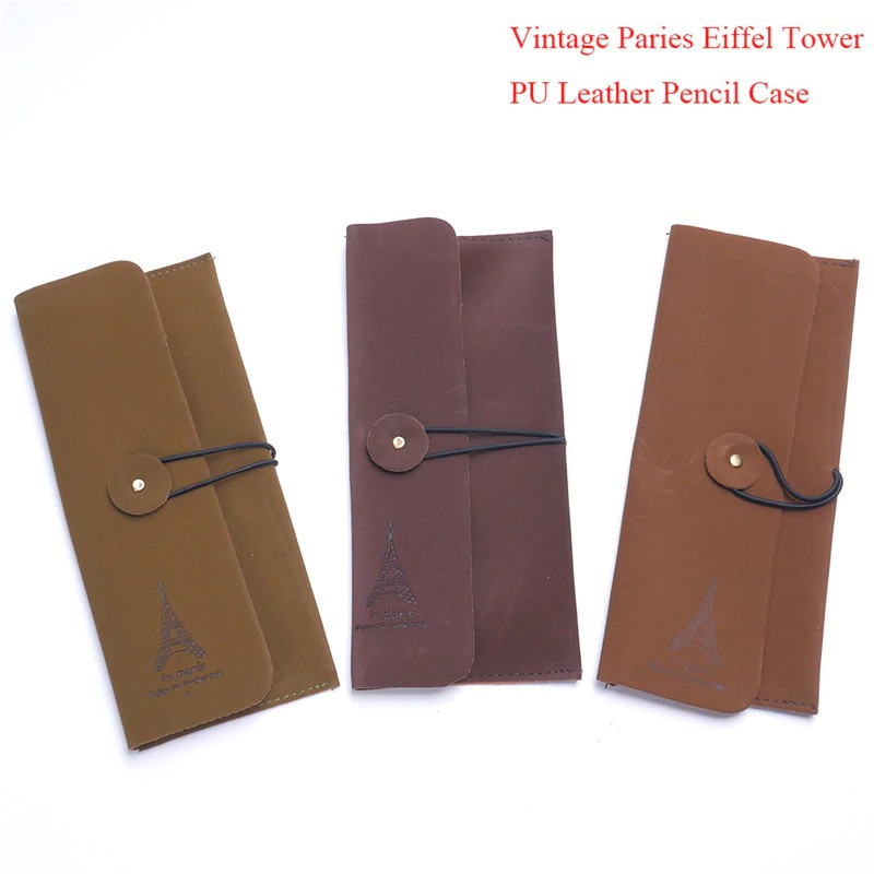 

INDORETAIL | Kreatif Vintage Elegan Paries Menara Eiffel PU Kulit Tas Pena/Pensil Kasus Alat Tulis