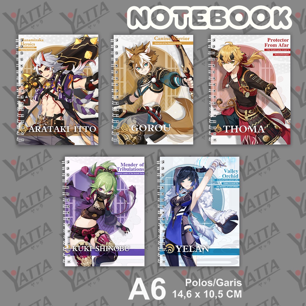 

Notebook Anime Ukuran A6 10,5 cm x 14,8 cm Genshin Impact Seri 4 YOTAKUSHOP