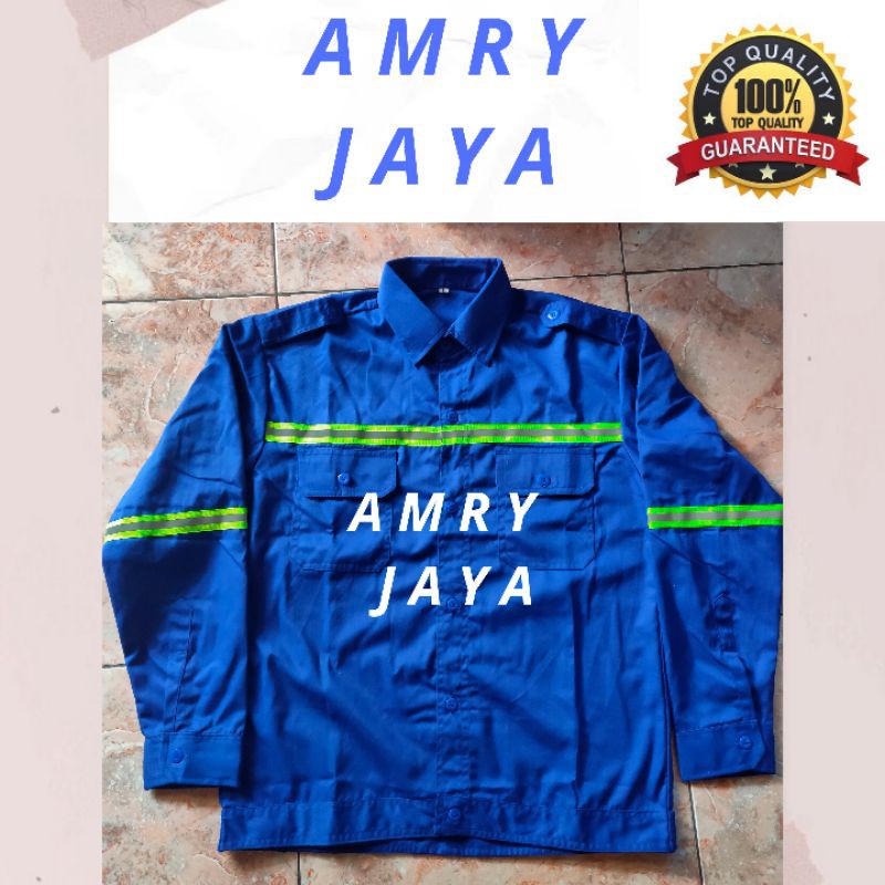 BAJU SAFETY/PROYEK/KERJA LENGAN PANJANG SUDAH TERMASUK BED K3 DAN BENDERA  (Amry Jaya Surabaya(