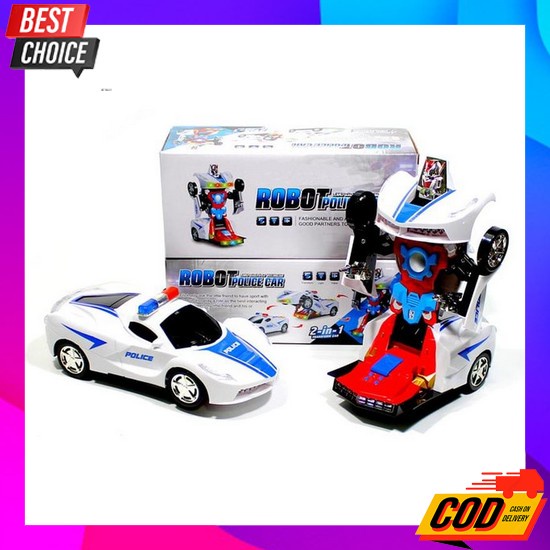 Kado Hadiah Ulang Tahun Mainan Anak Laki Laki Mobil Mobilan Bus Tayo 1 Robot Transform Polisi Mobi